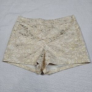 NWT J. Crew Gold Metallic Floral Tapestry Zippered Short
